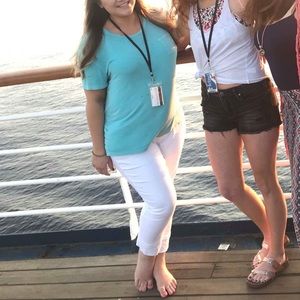 White Denim Maternity Crop Pants